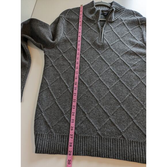 Brooks Brothers Sweater Diamond Cable Knit Merino Wool Gray Preppy Size L - Picture 10 of 10